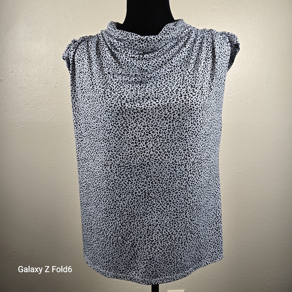 Gilli Gray‎ Black Animal Print Sleeveless Cowl Neck Blouse Women’s L